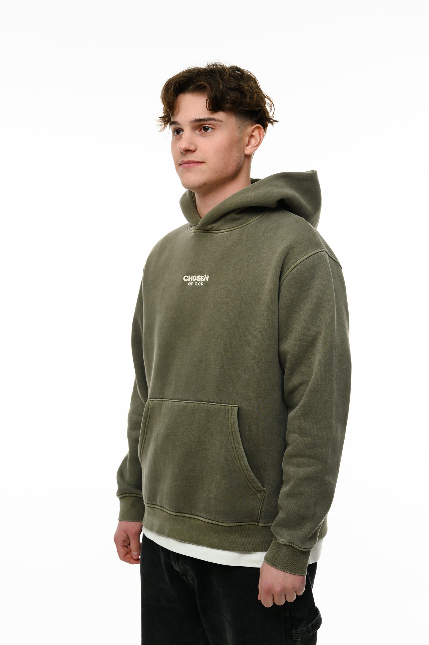 (A) Vintage Washed Hoodie – Dusty Khaki