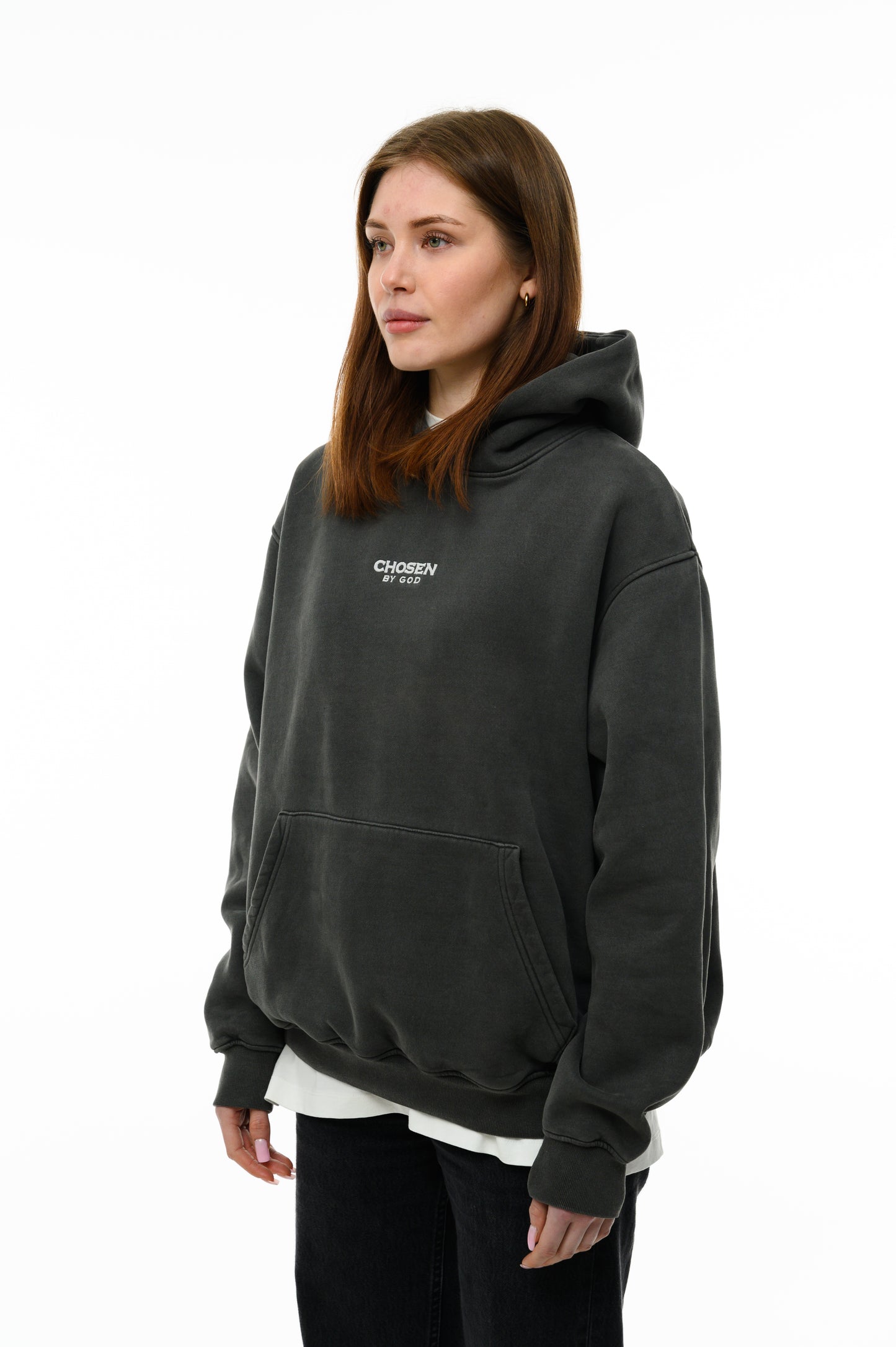 (A) Vintage Washed Hoodie – Charcoal Gray