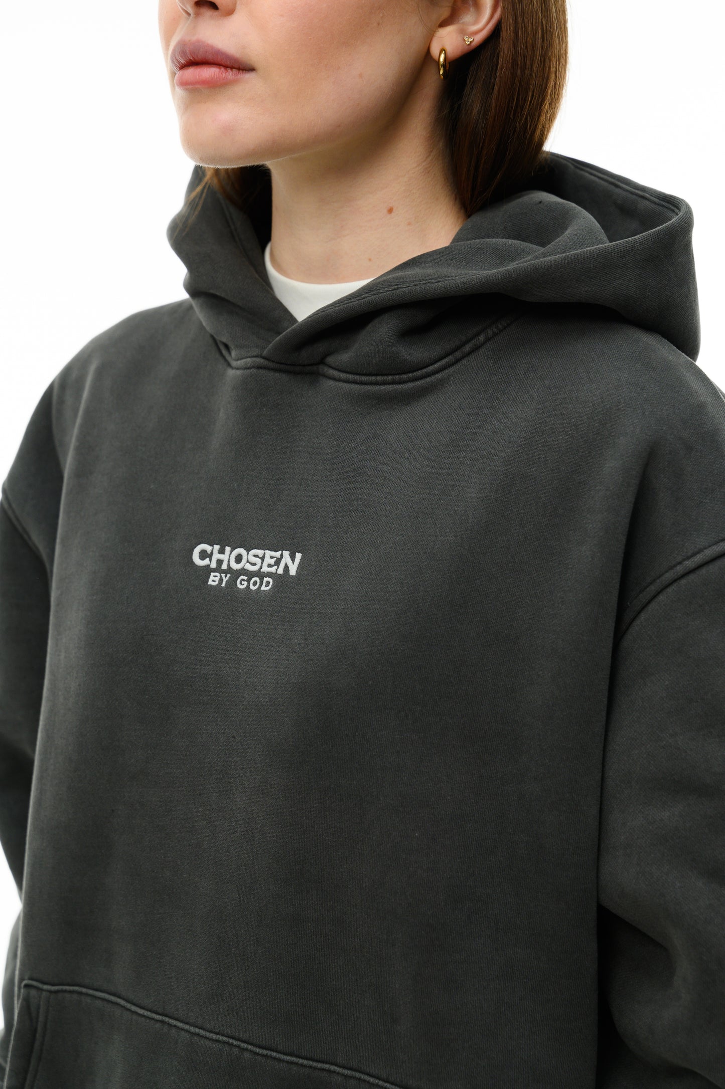 (A) Vintage Washed Hoodie – Charcoal Gray