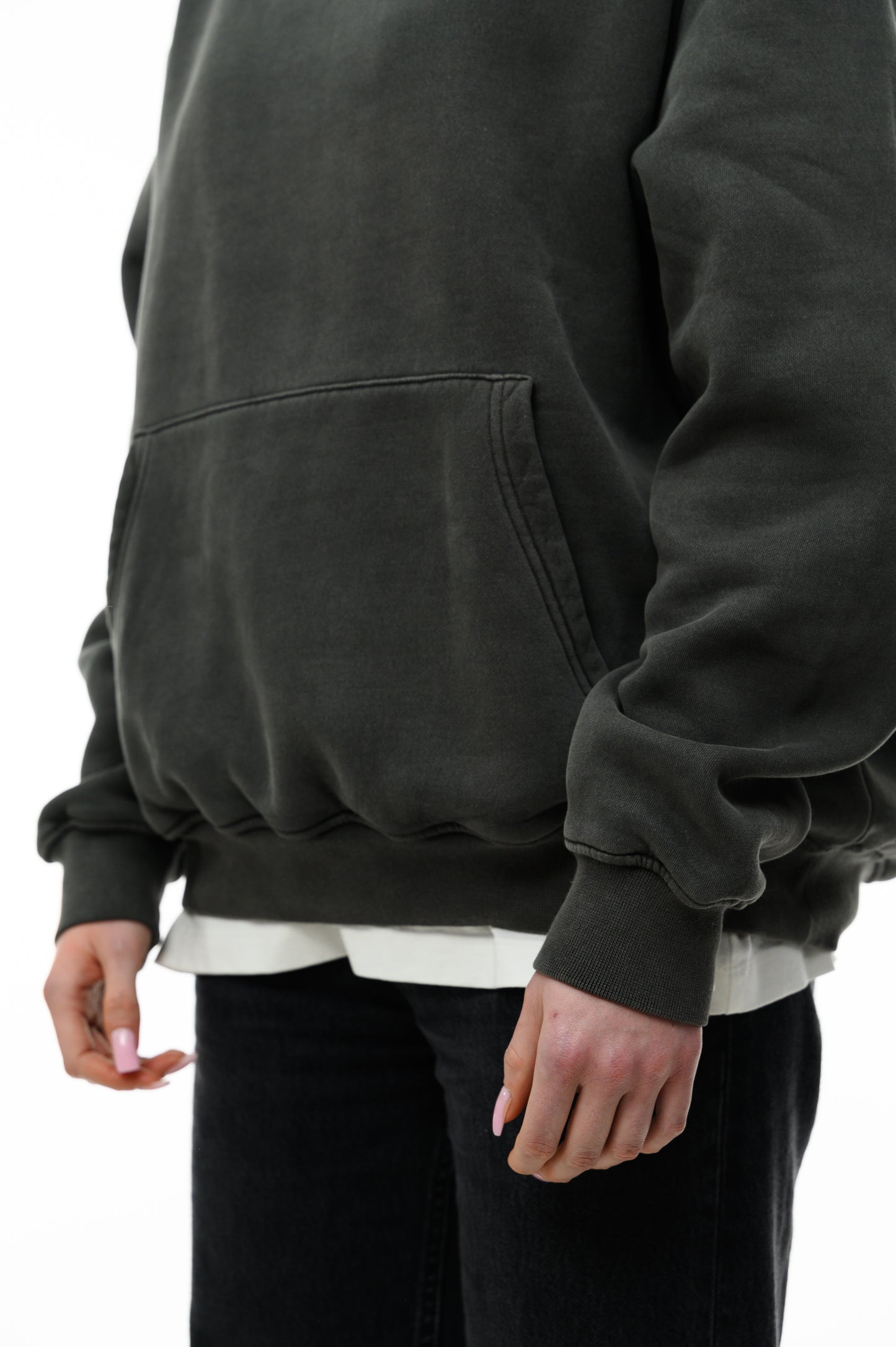 (A) Vintage Washed Hoodie – Charcoal Gray
