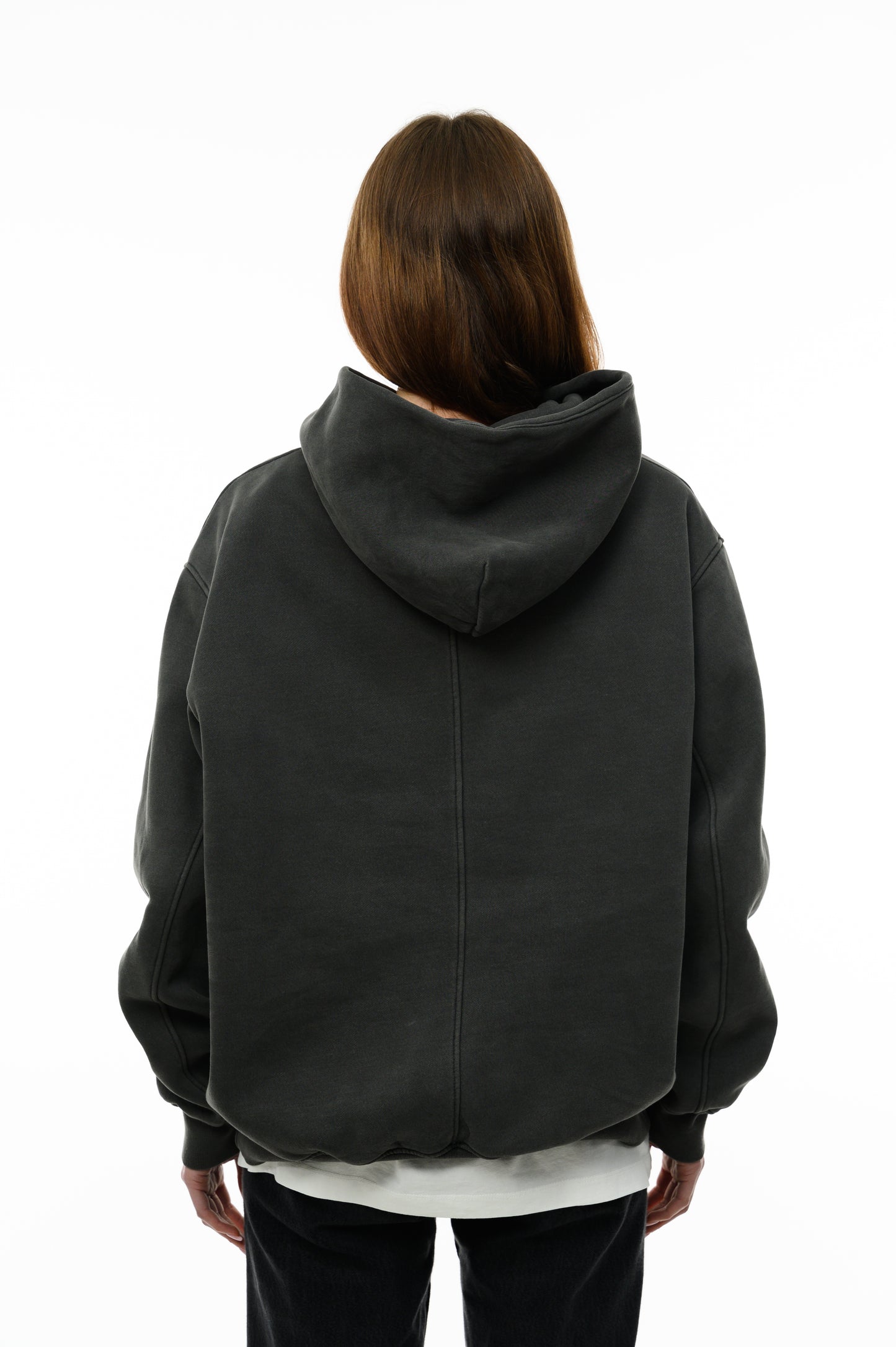 (A) Vintage Washed Hoodie – Charcoal Gray
