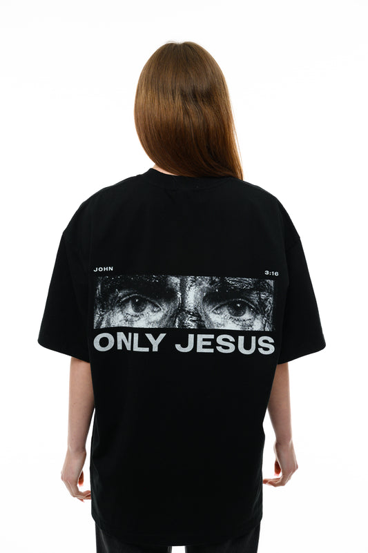 (A) VINTAGE T-SHIRT BLACK - ONLY JESUS