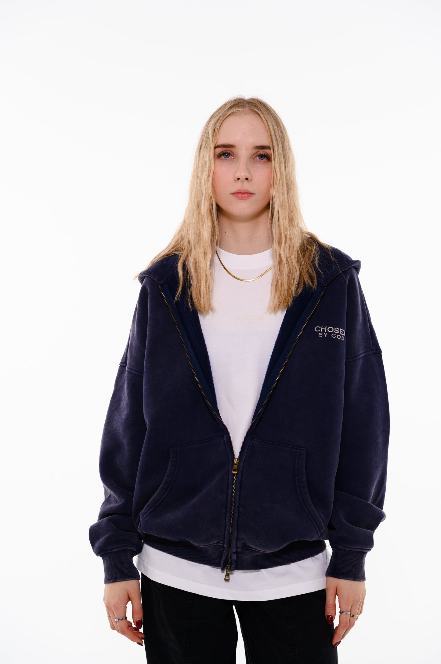 (G) ZIP HOODIE - BLUE