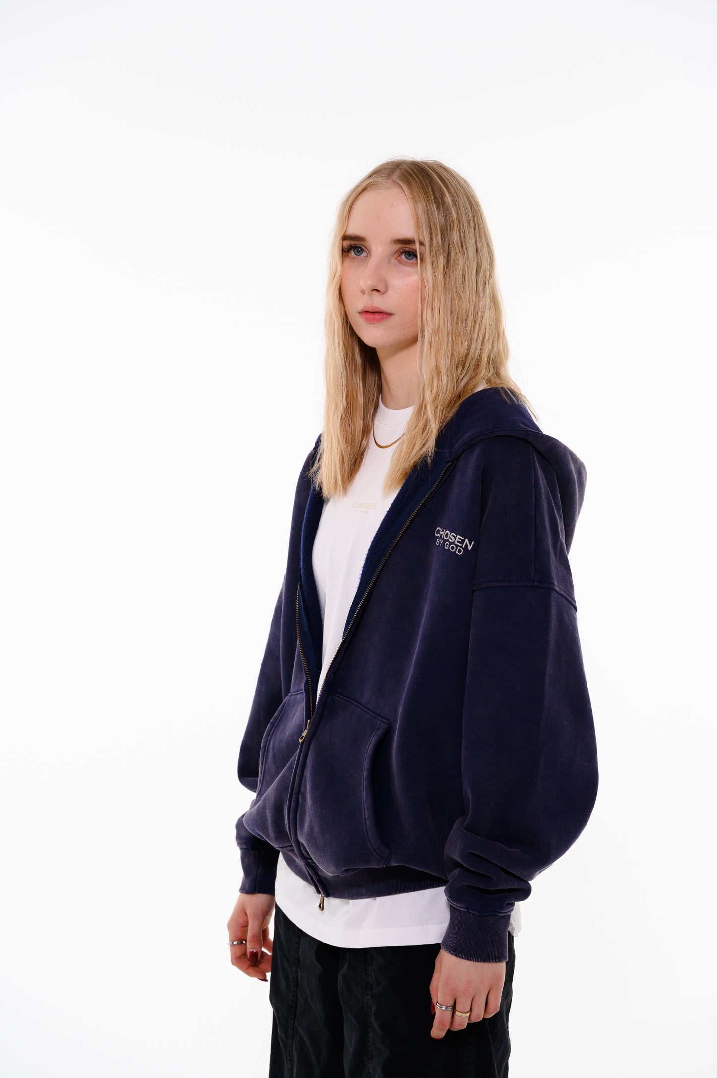 (G) ZIP HOODIE - BLUE
