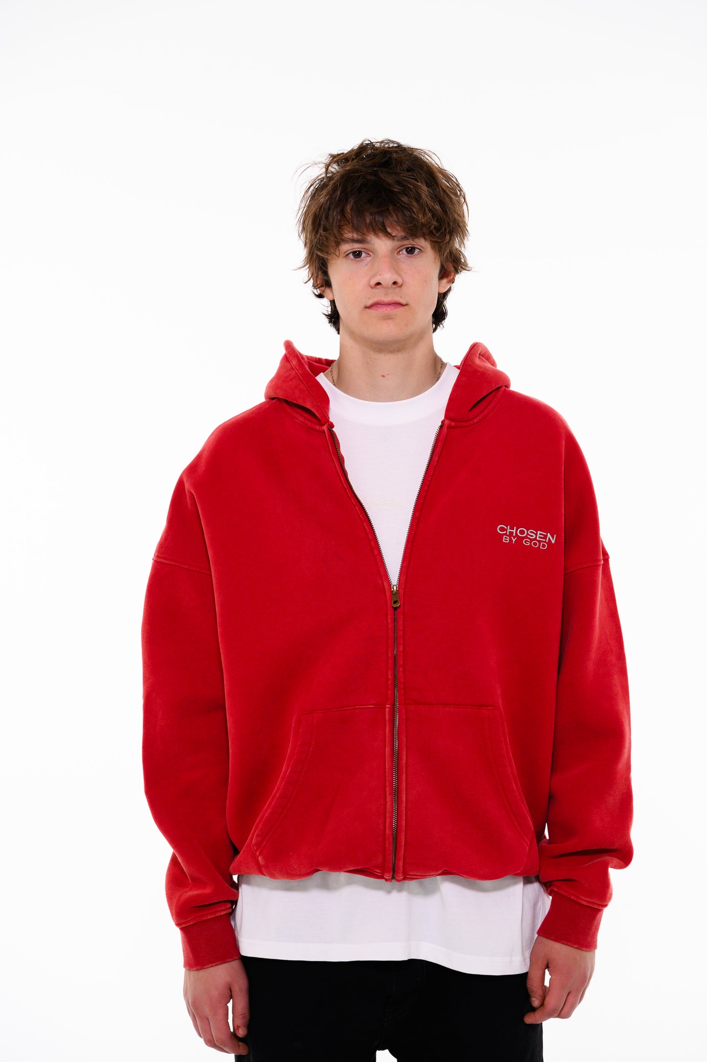 (G) ZIP HOODIE - RED