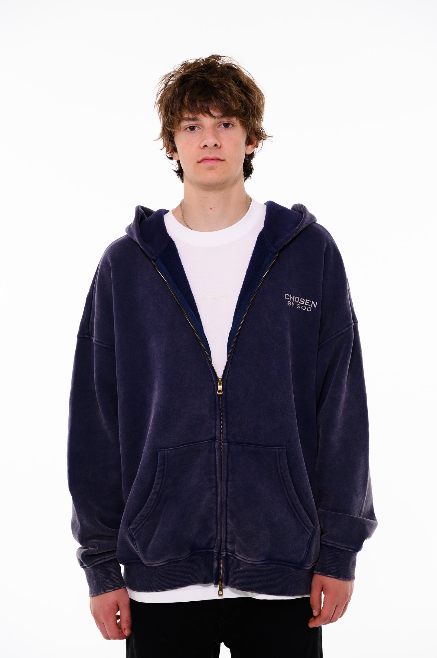 (G) ZIP HOODIE - BLUE