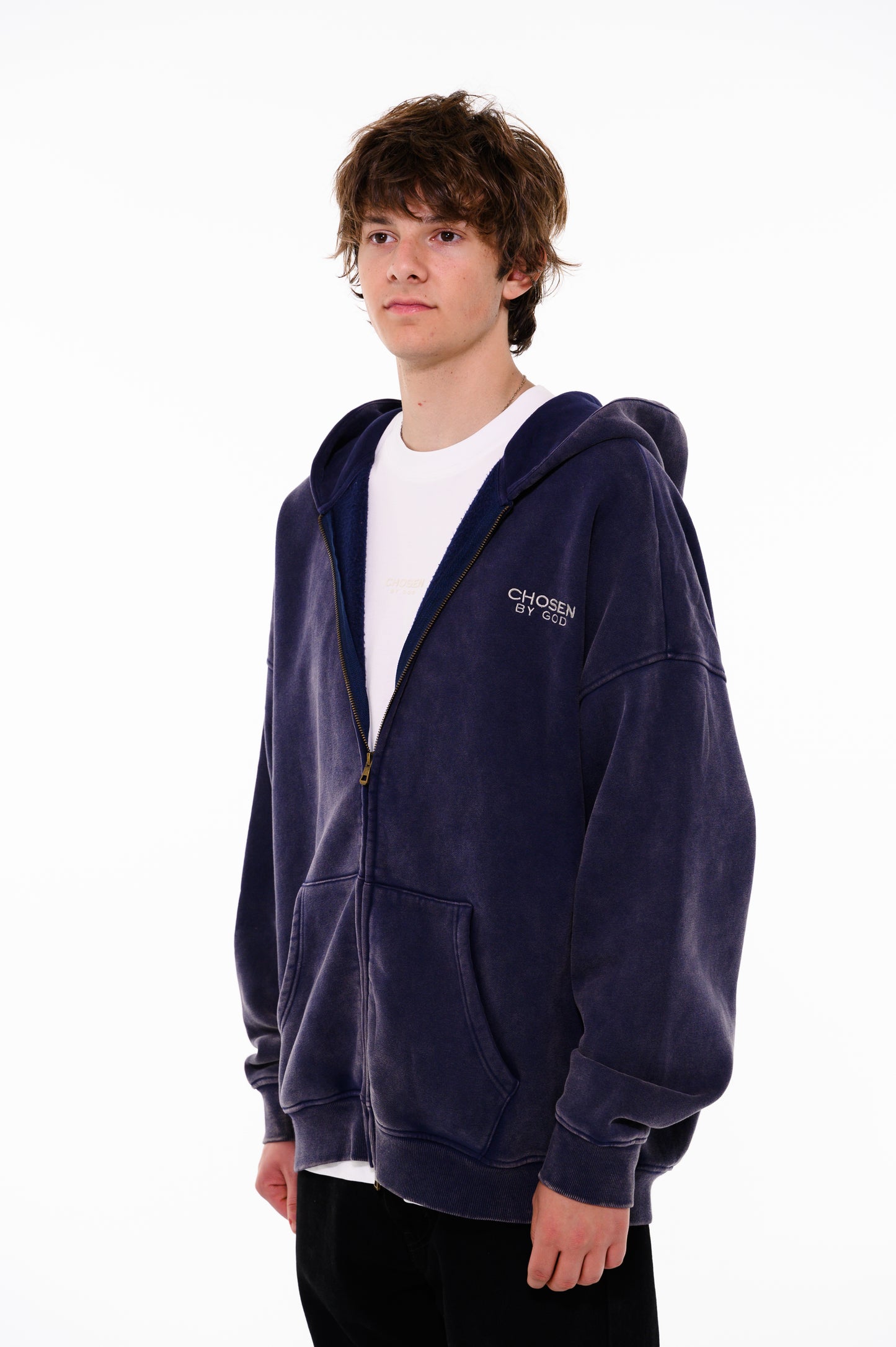 (G) ZIP HOODIE - BLUE