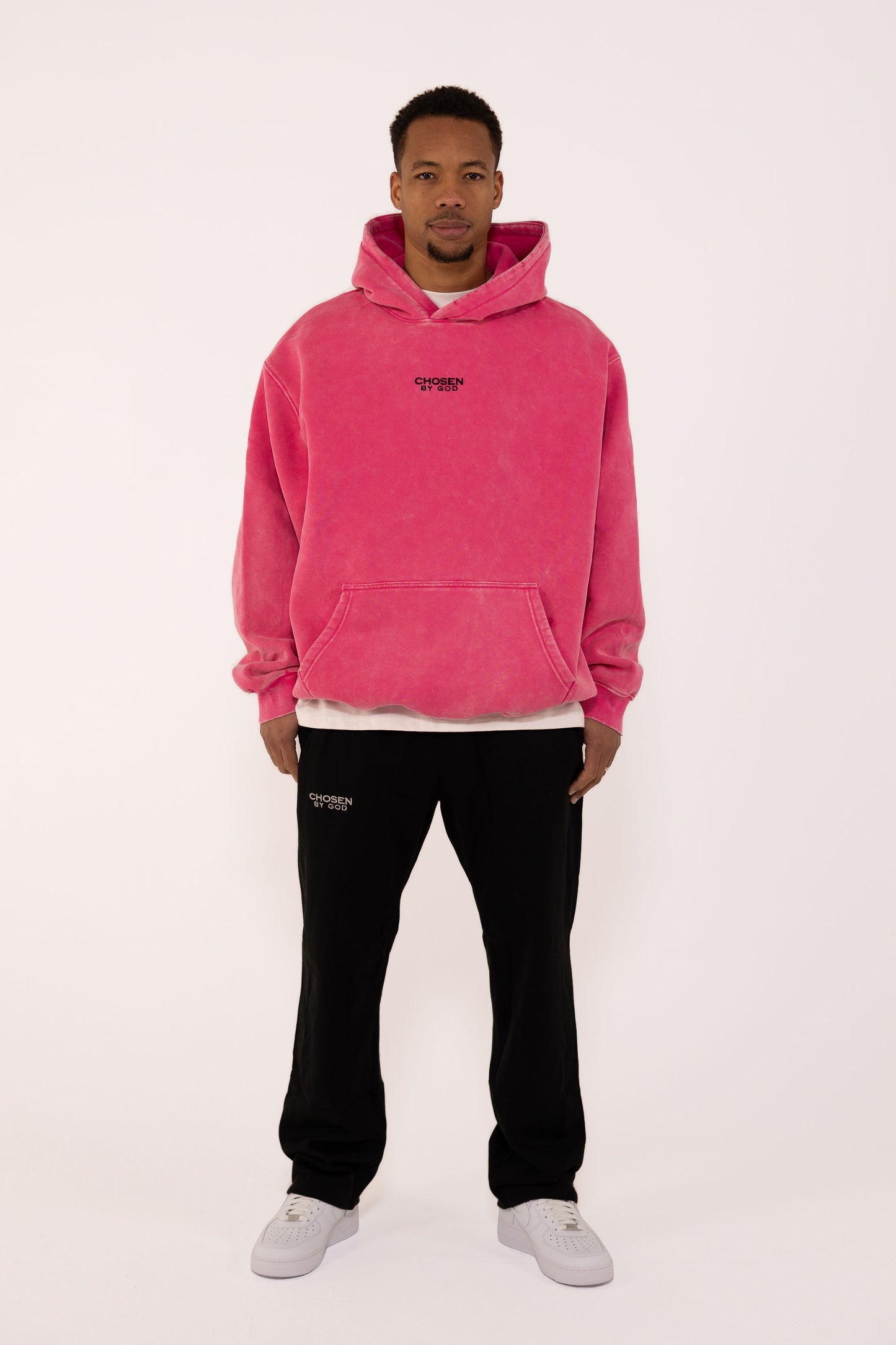 (F)    HOODIE WASHED - HOT PINK