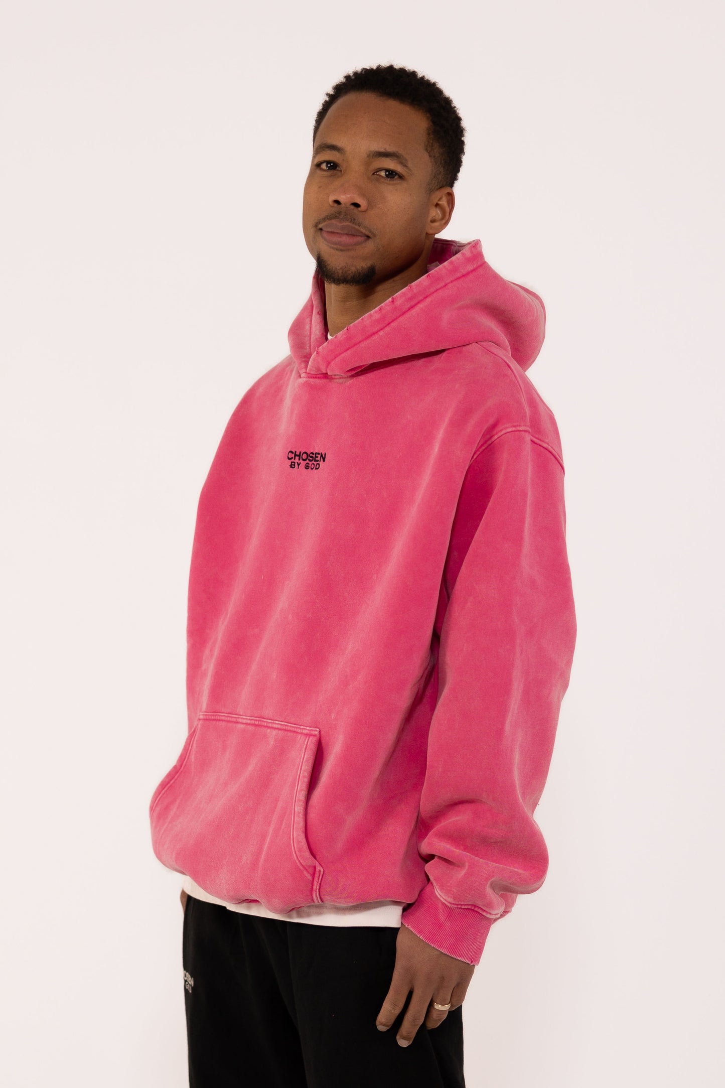 (F)    HOODIE WASHED - HOT PINK