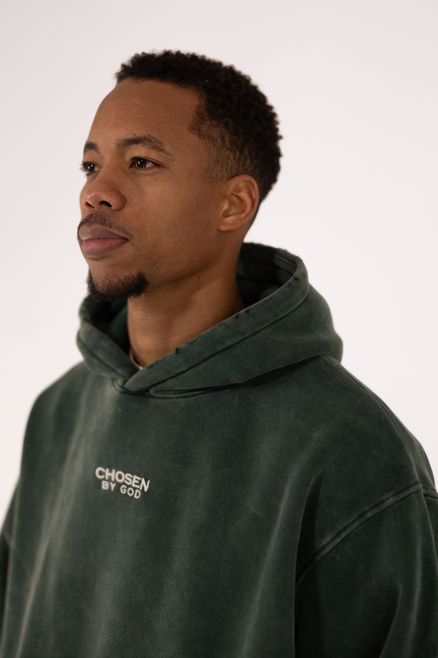 (F) HOODIE WASHED - DARK GREEN