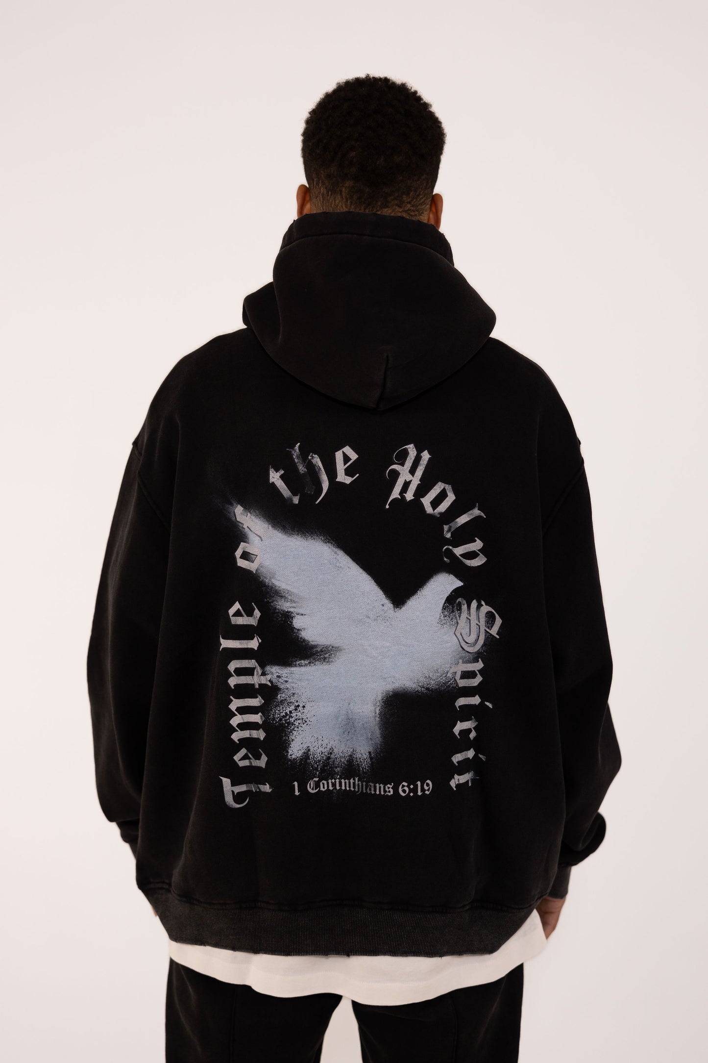 (E) HOODIE - Temple of The Holy Spirit (Vintage Black)