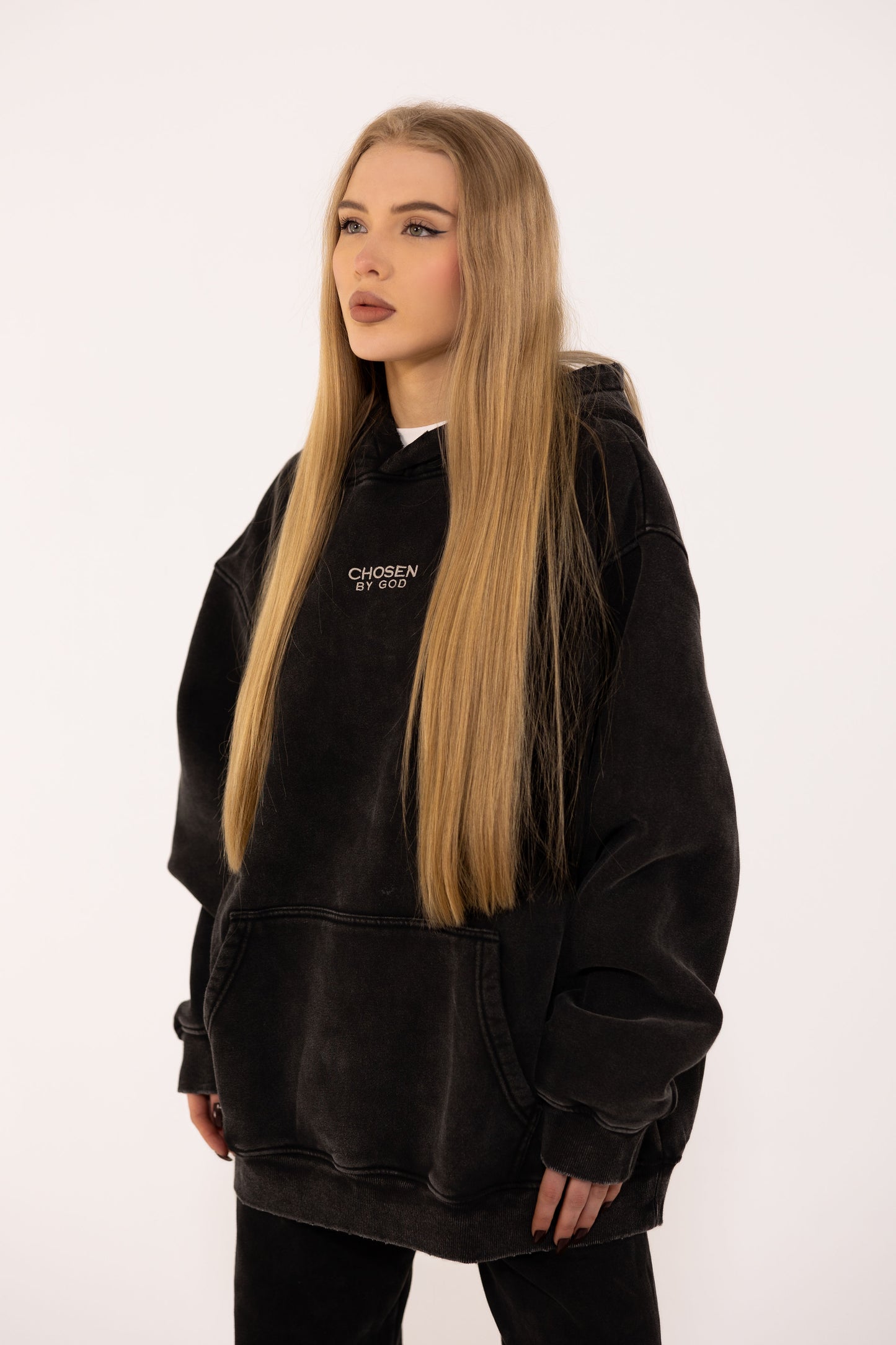 (F) HOODIE WASHED - BLACK