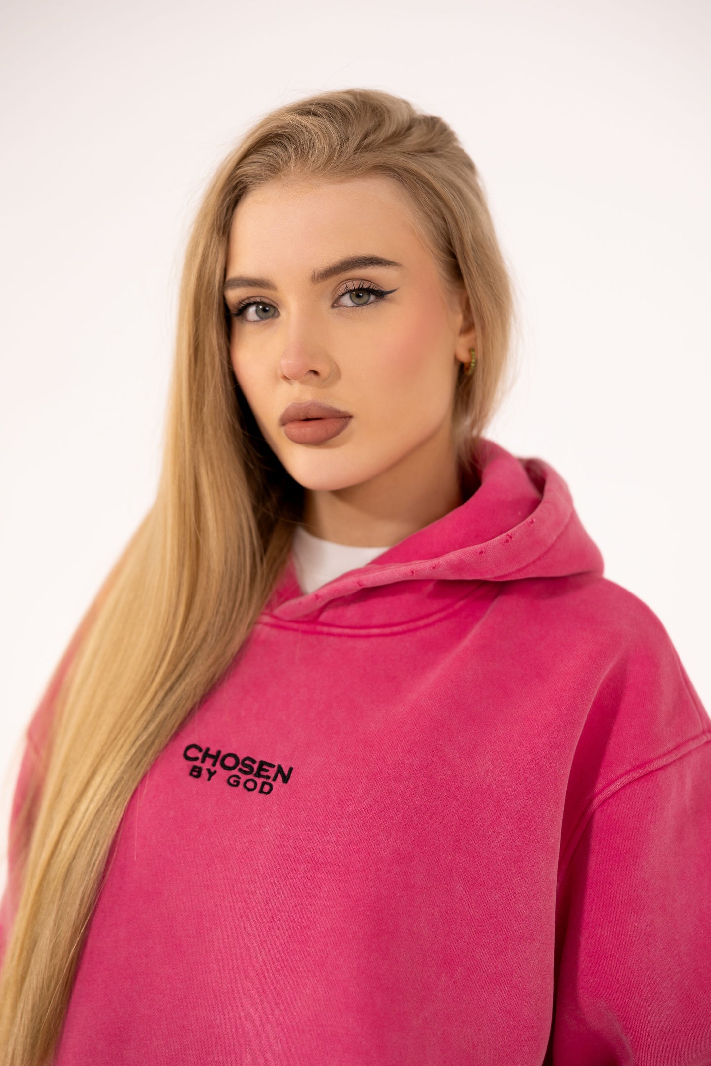 (F) HOODIE WASHED - HOT PINK