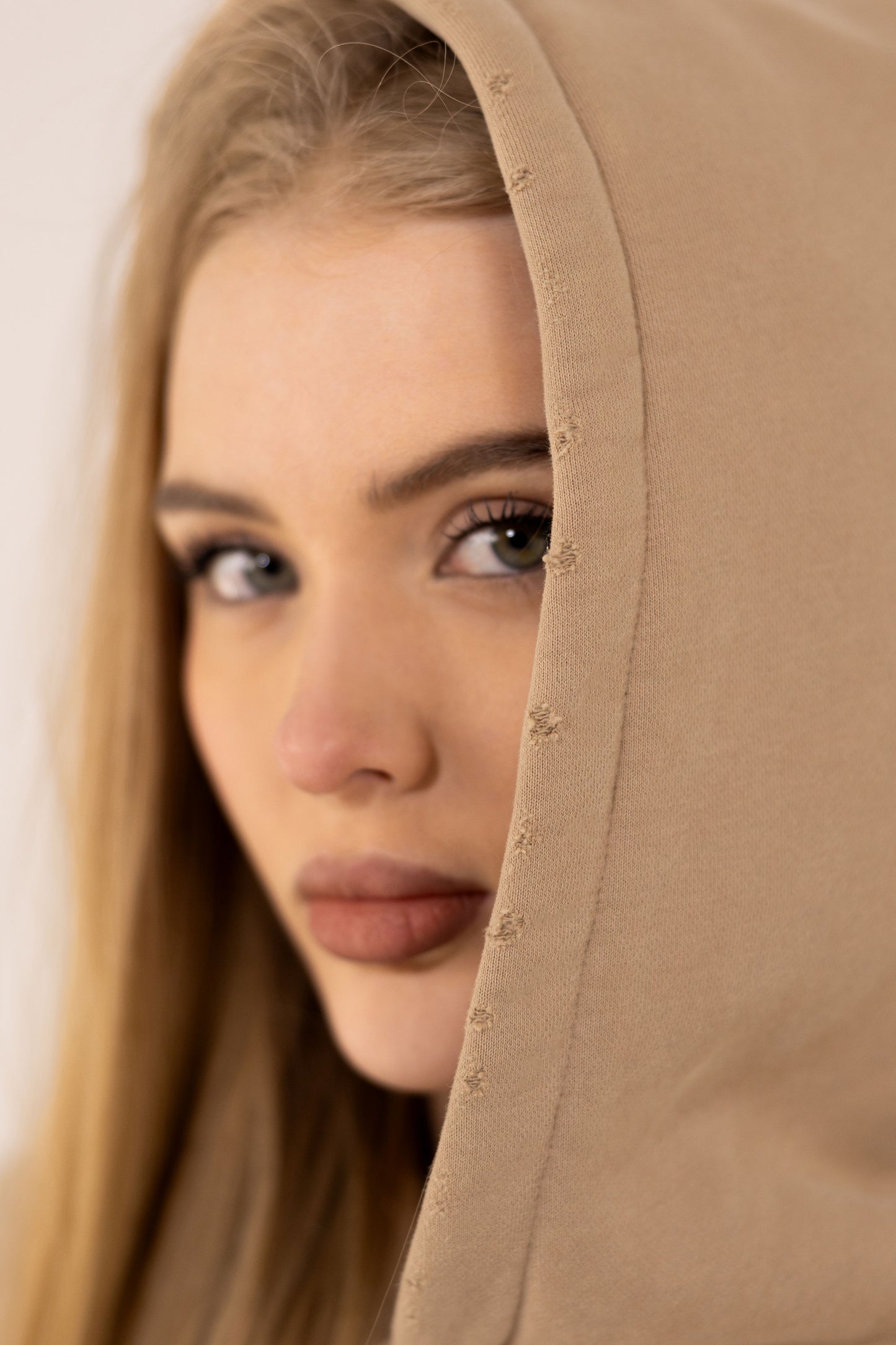 (F) HOODIE WASHED - BEIGE