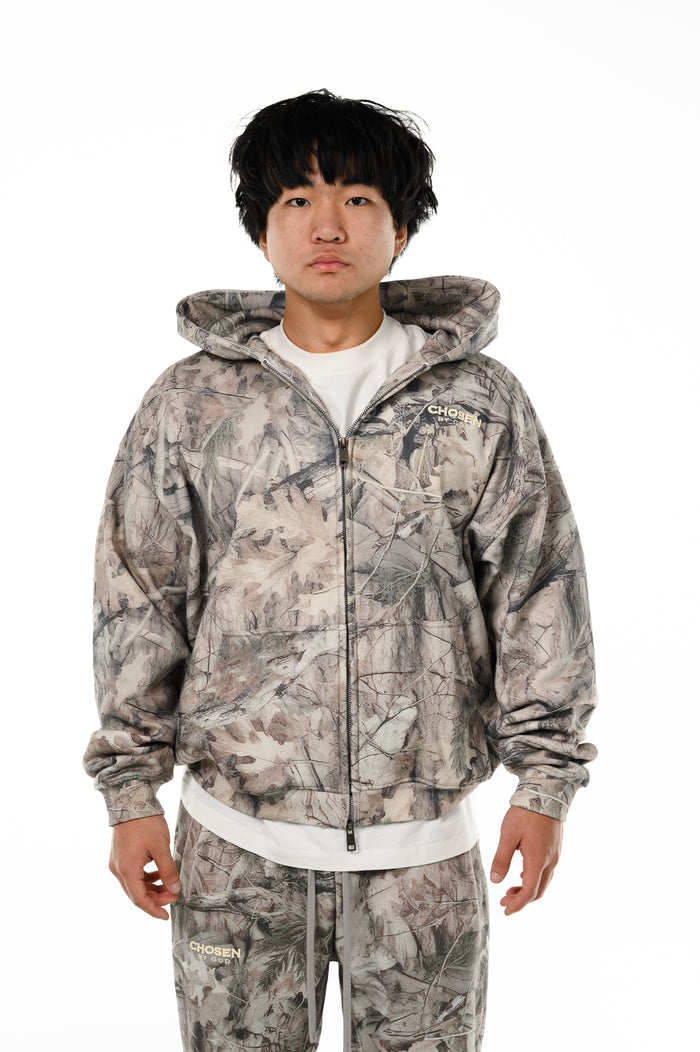 Woodland Camo Zip Hoodie — Chosen by God