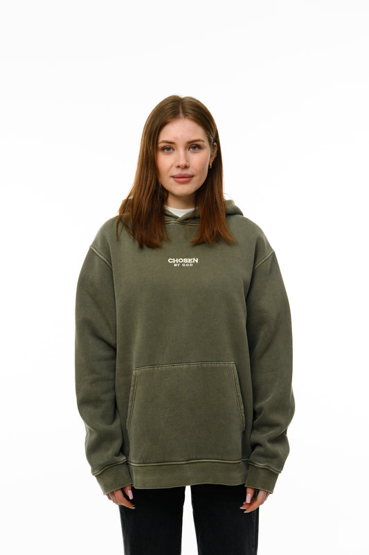 (A) Vintage Washed Hoodie – Dusty Khaki