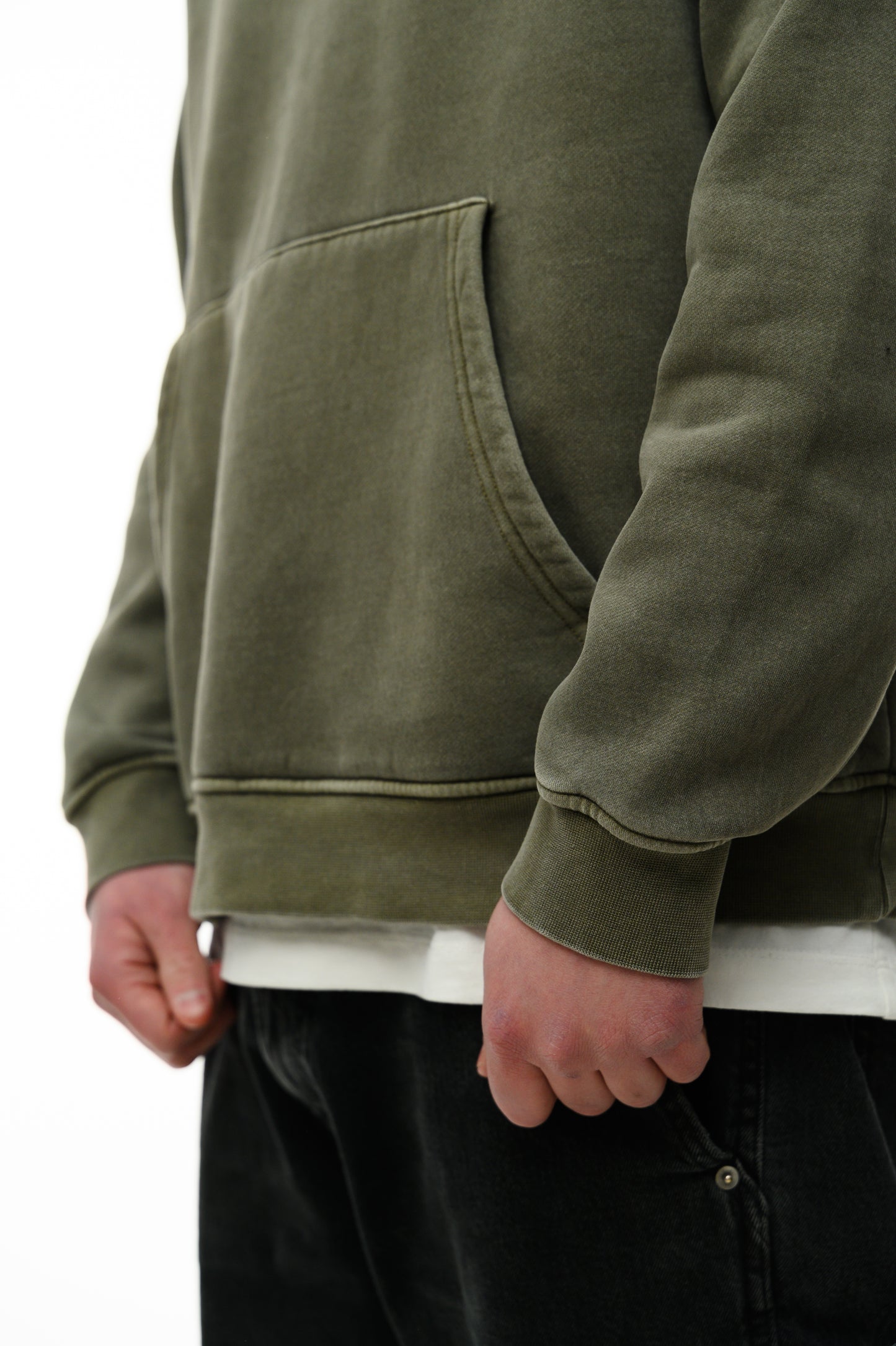 (A) Vintage Washed Hoodie – Dusty Khaki