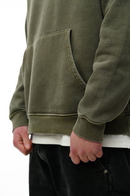 (A) Vintage Washed Hoodie – Dusty Khaki