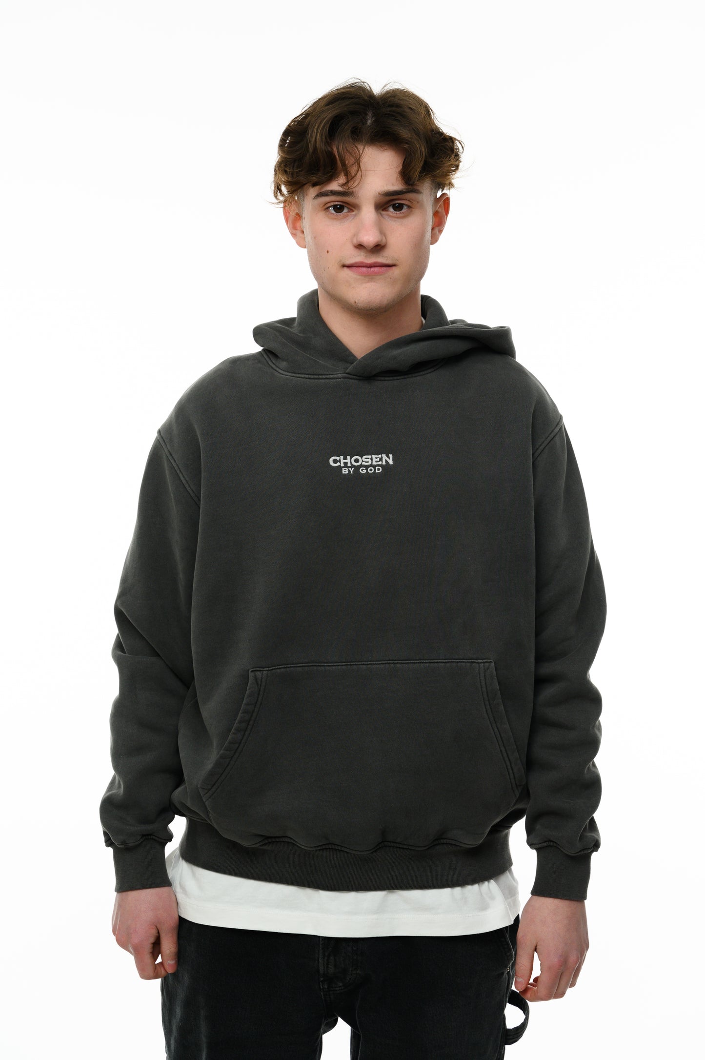 (A) Vintage Washed Hoodie – Charcoal Gray
