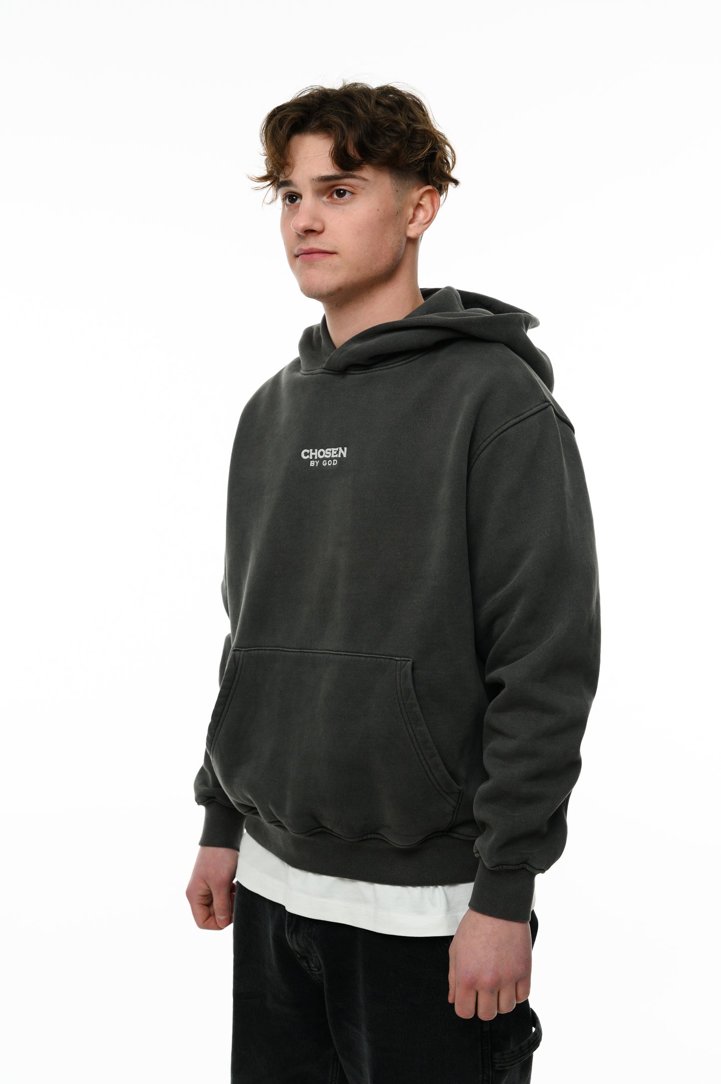 (A) Vintage Washed Hoodie – Charcoal Gray