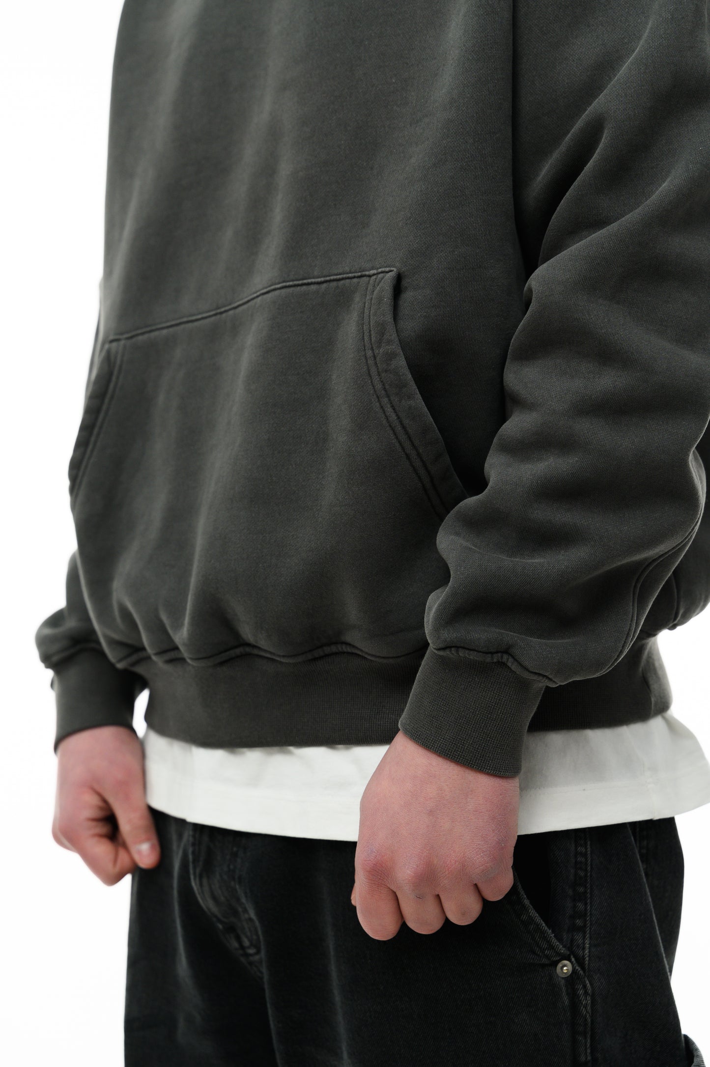 (A) Vintage Washed Hoodie – Charcoal Gray