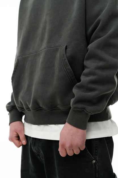 (A) Vintage Washed Hoodie – Charcoal Gray