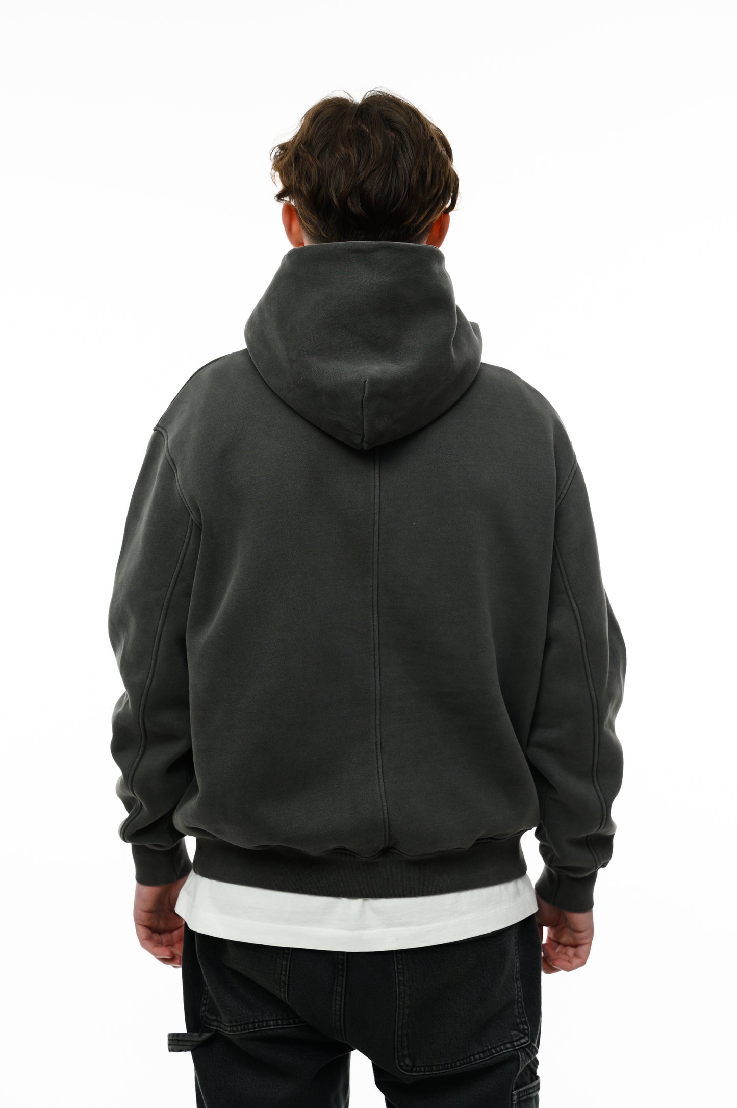 (A) Vintage Washed Hoodie – Charcoal Gray