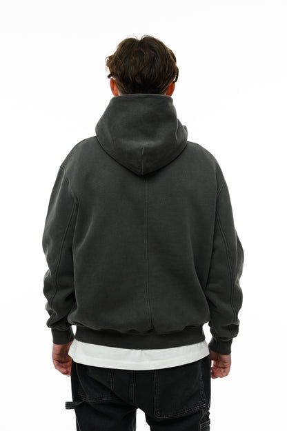 (A) Vintage Washed Hoodie – Charcoal Gray