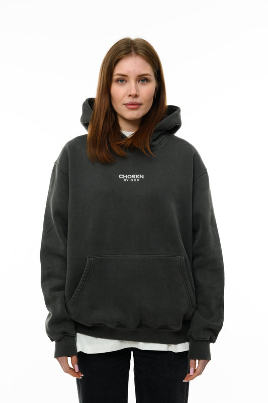 (A) Vintage Washed Hoodie – Charcoal Gray