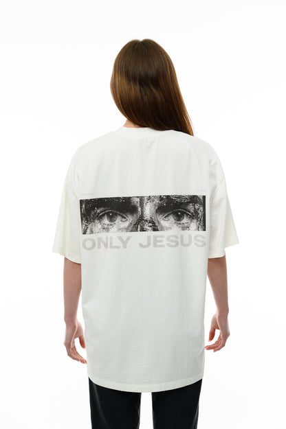 (A) VINTAGE T-SHIRT WHITE - ONLY JESUS