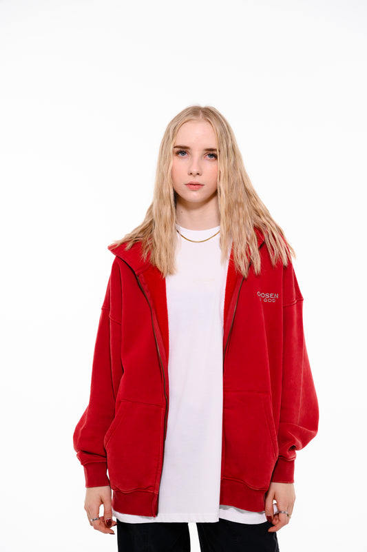 (G)    ZIP HOODIE  - RED