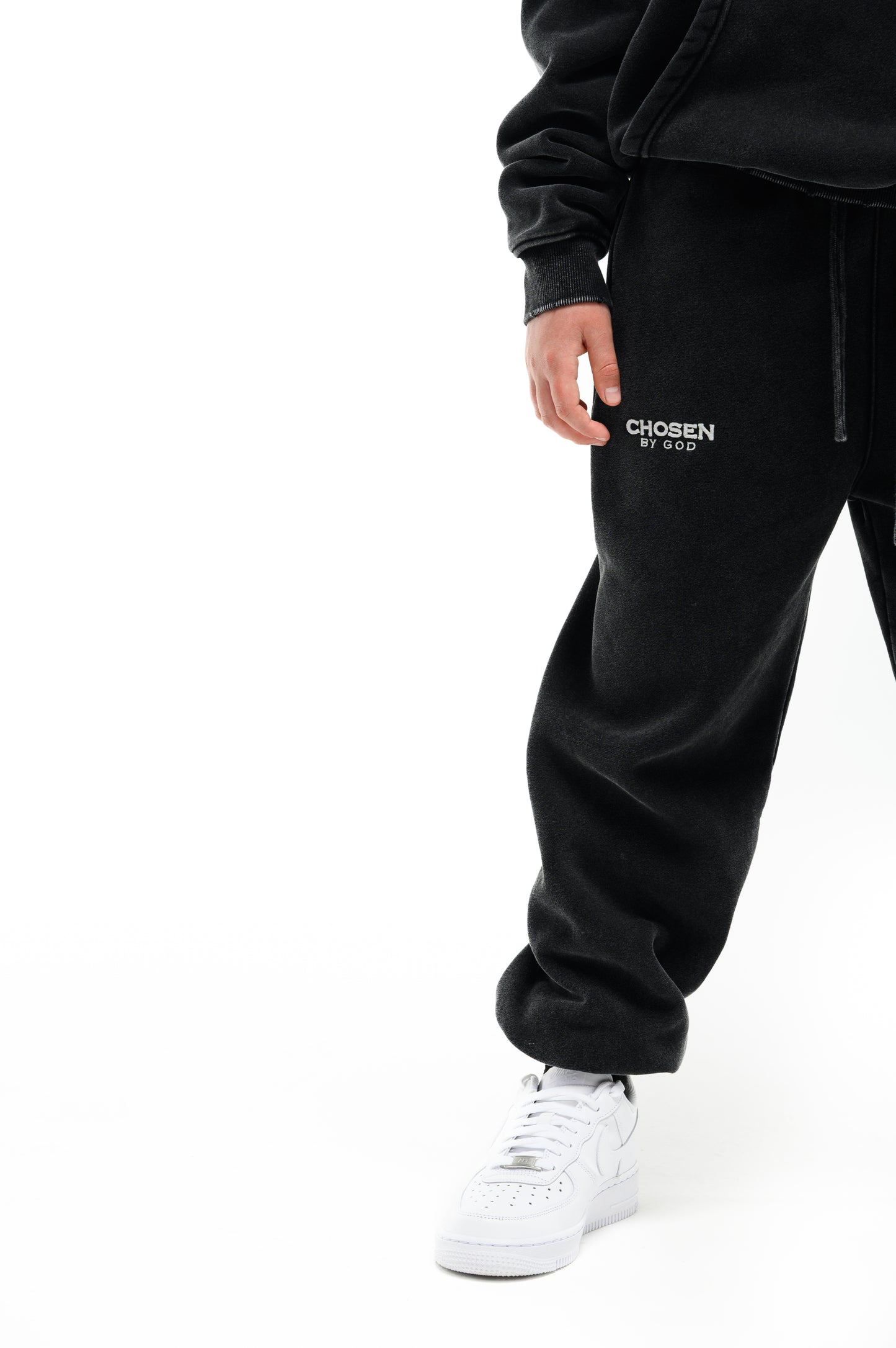 Kids Washed Hoodie Set — Onyx — Chosen by God
