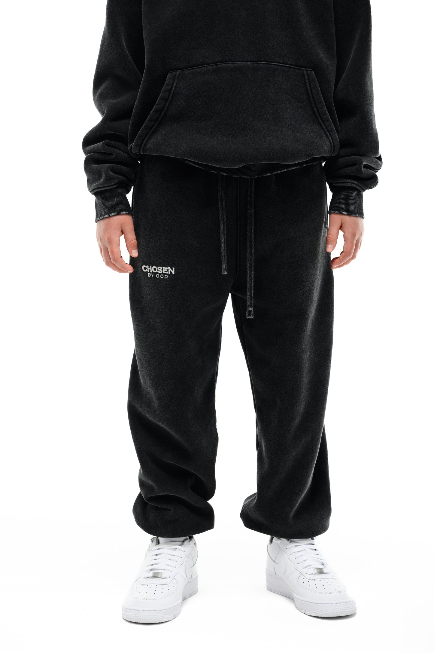 Kids Washed Hoodie Set — Onyx — Chosen by God