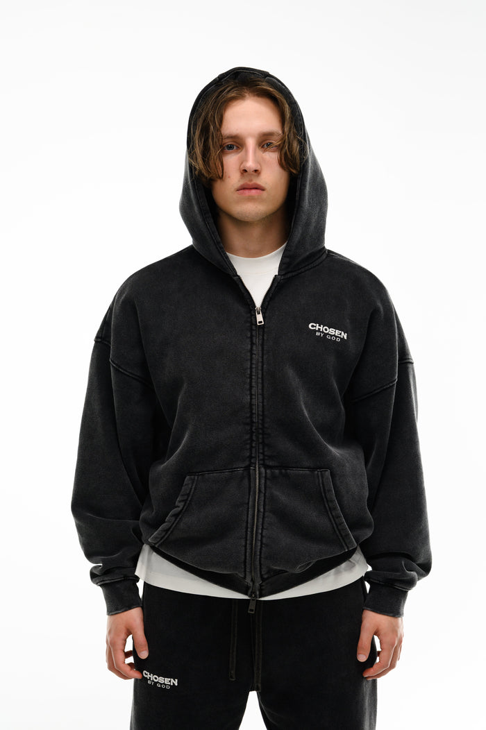 Washed Zip Hoodie — Chosen by God