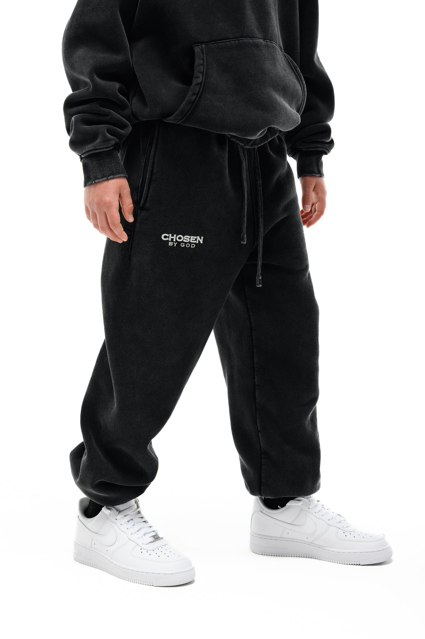 Kids Washed Hoodie Set — Onyx — Chosen by God