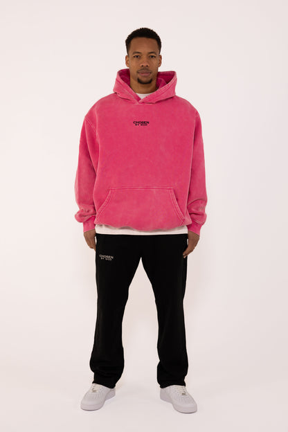 (F)    HOODIE WASHED - HOT PINK