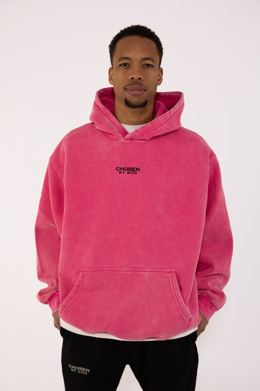 (F)    HOODIE WASHED - HOT PINK