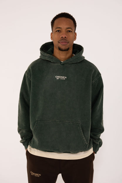 (F)                   HOODIE WASHED  - DARK GREEN