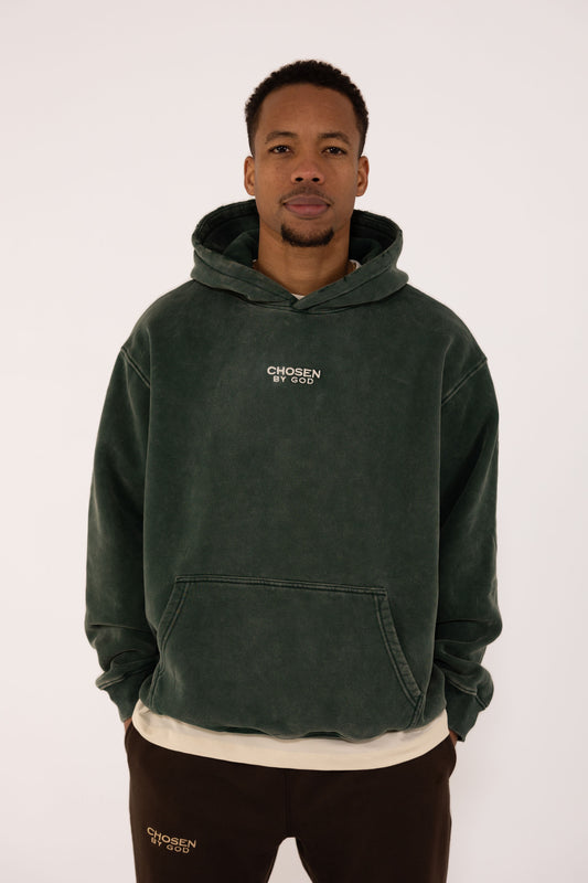 (F)                   HOODIE WASHED  - DARK GREEN