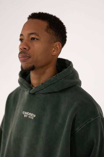 (F)                   HOODIE WASHED  - DARK GREEN