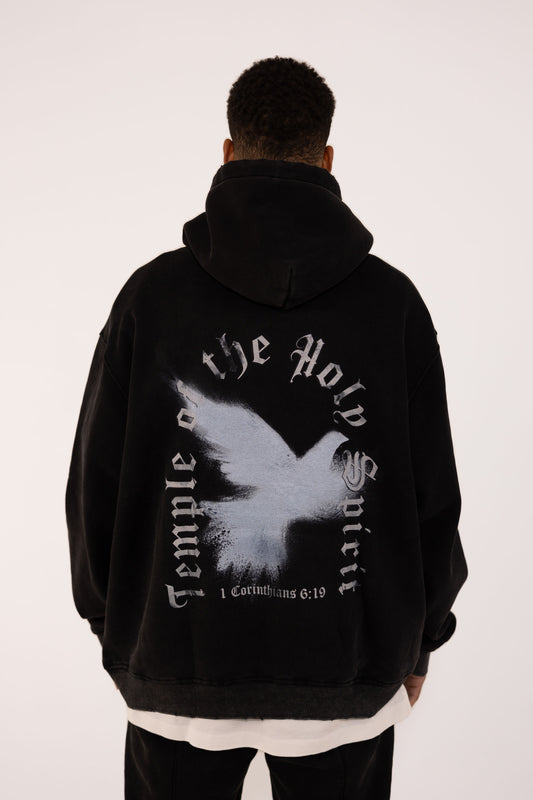 (E)   HOODIE - Temple of The Holy Spirit (Vintage Black)