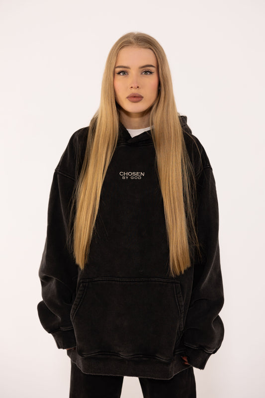 (F) HOODIE WASHED - BLACK